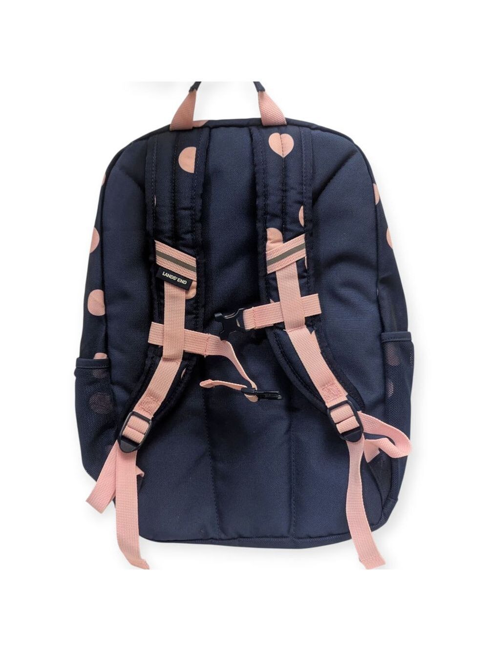 Lands End Backpack Medium Navy Pink Polka Dot - Picture 4 of 13